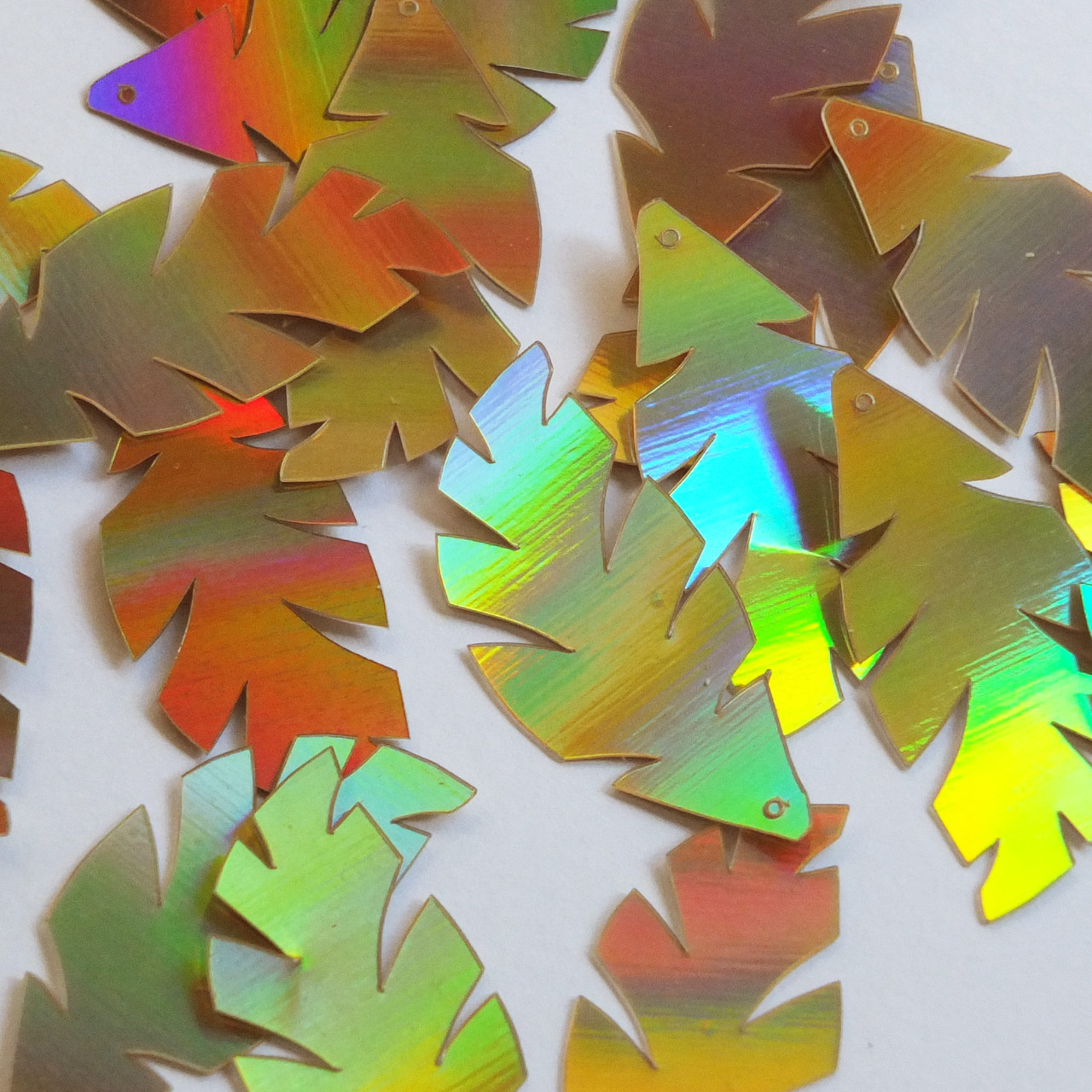 Palm Leaf Sequin 1.5" Gold Lazersheen Reflective Metallic