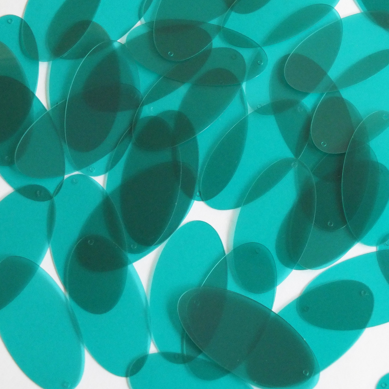 Oval Sequin 1.5" Deep Teal Blue Green Transparent Glossy and Matte Duo Two Sided