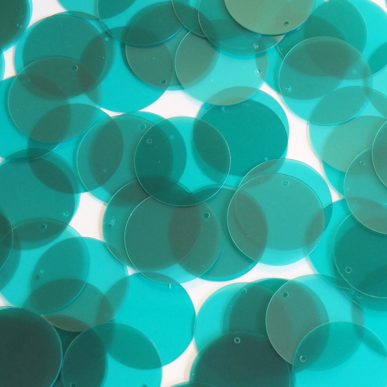 Round Sequin 24mm Deep Teal Blue Green Transparent Glossy and Matte Duo Two Sided