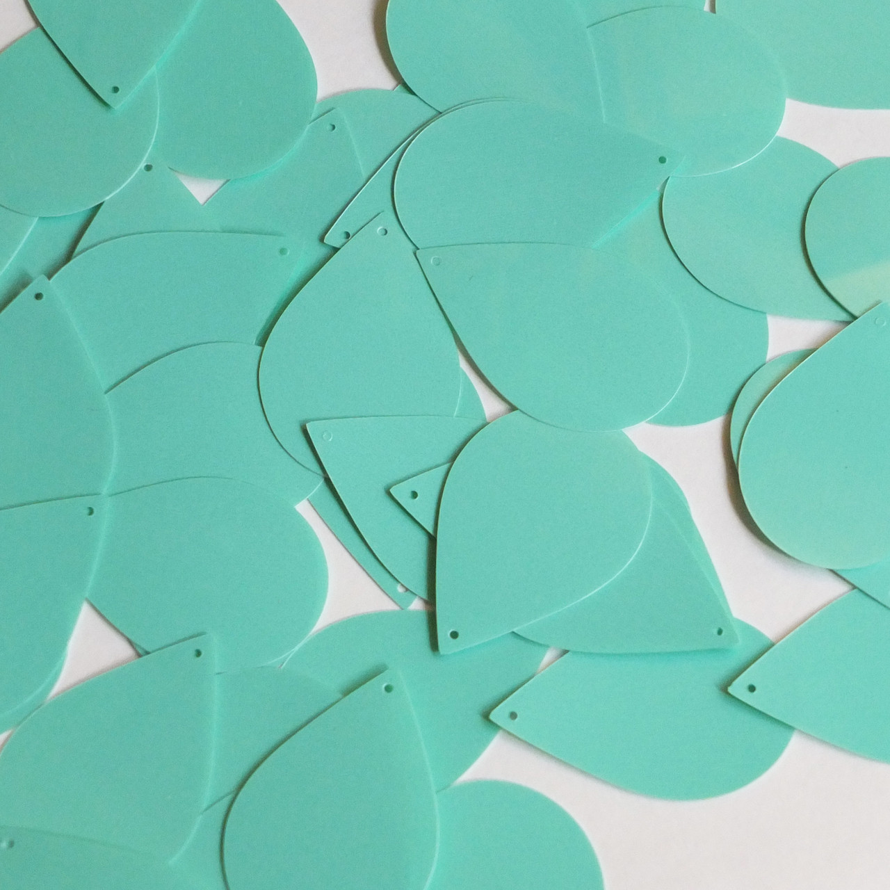 Teardrop Sequin 1.5" Seafoam Blue Green Opaque Glossy High Shine