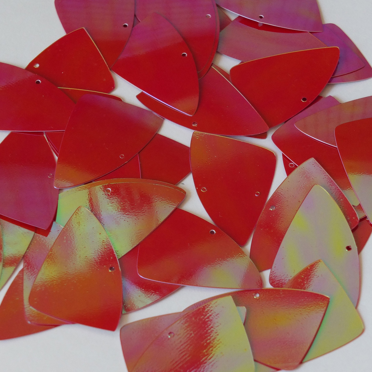 Fishscale Fin Sequin 1.5" Crimson Red Opaque Rainbow Iris Luster
