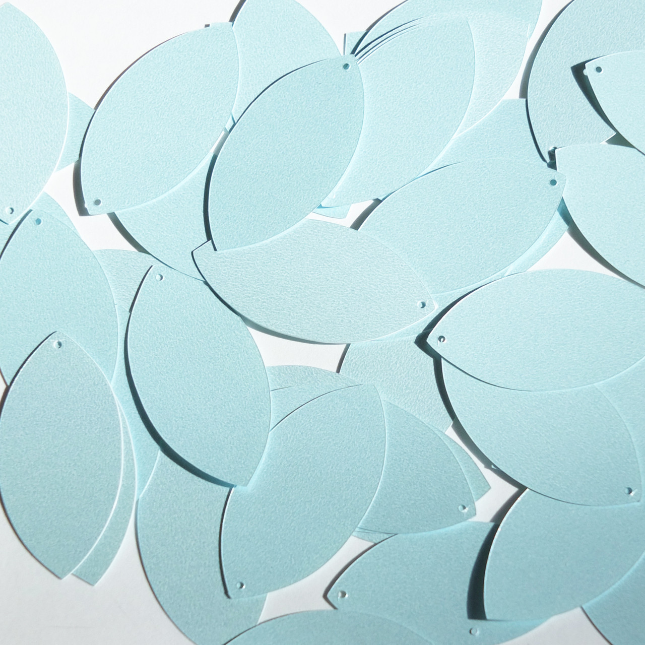 Navette Leaf Sequin 1.5" Baby Blue Opaque Satin Pearl