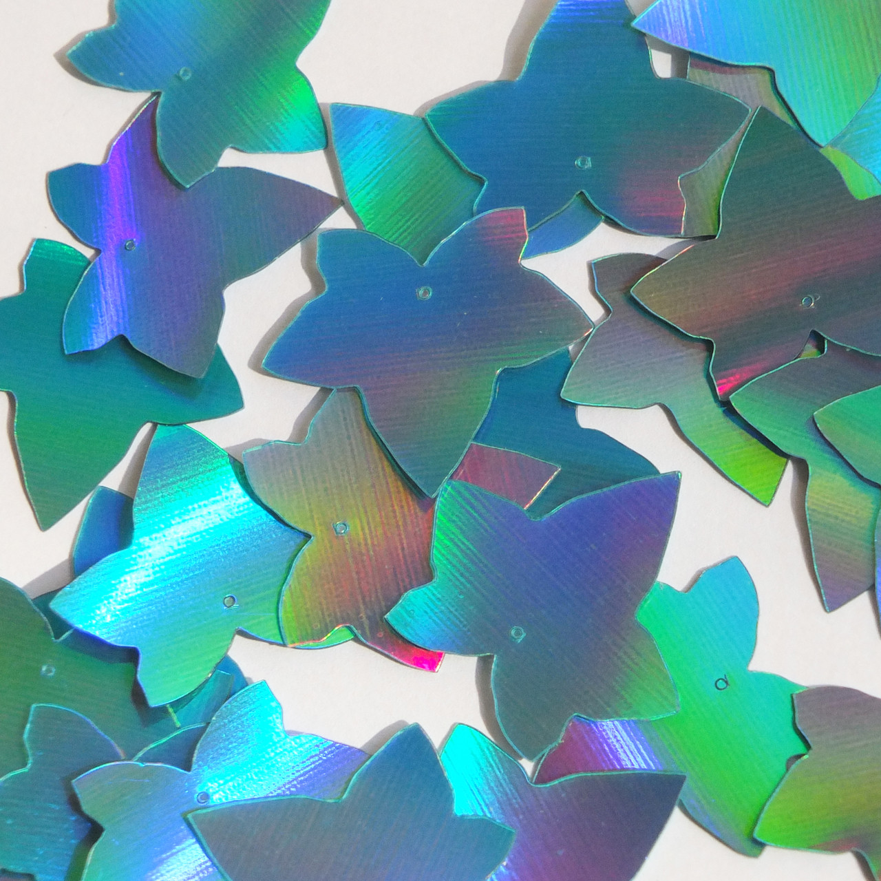 Grape Vine Leaf Sequin 1.25" Aqua Blue Lazersheen Reflective Metallic