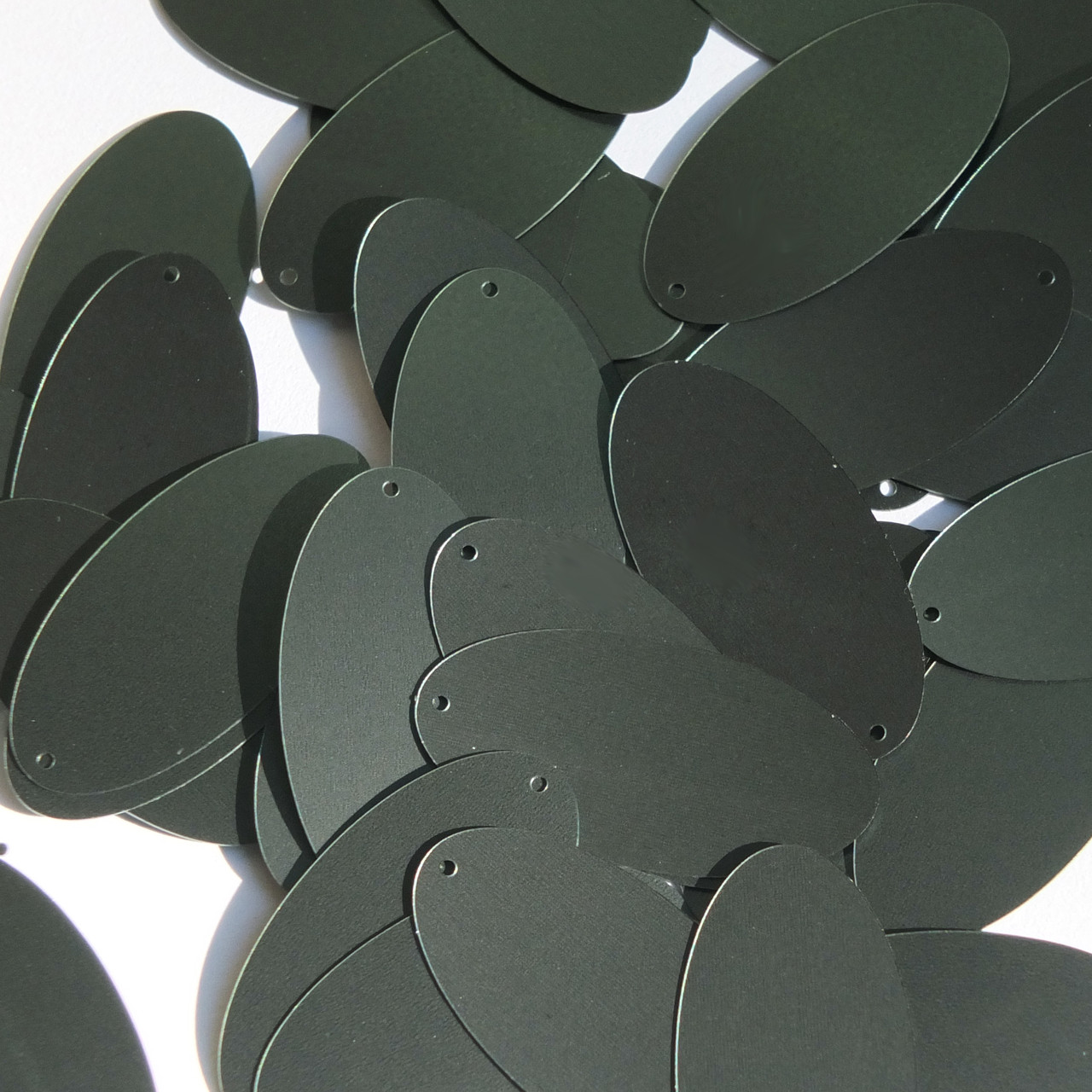 Oval Sequin 1.5" Dark Forest Green Matte Satin Metallic