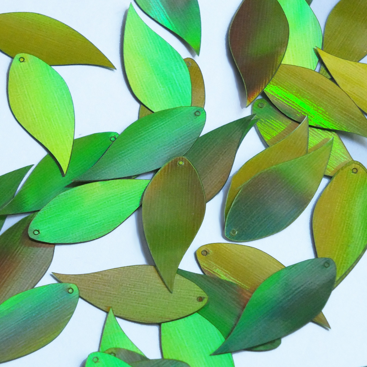 Vine Leaf Sequin 1.25" Lime Green Lazersheen Reflective Metallic