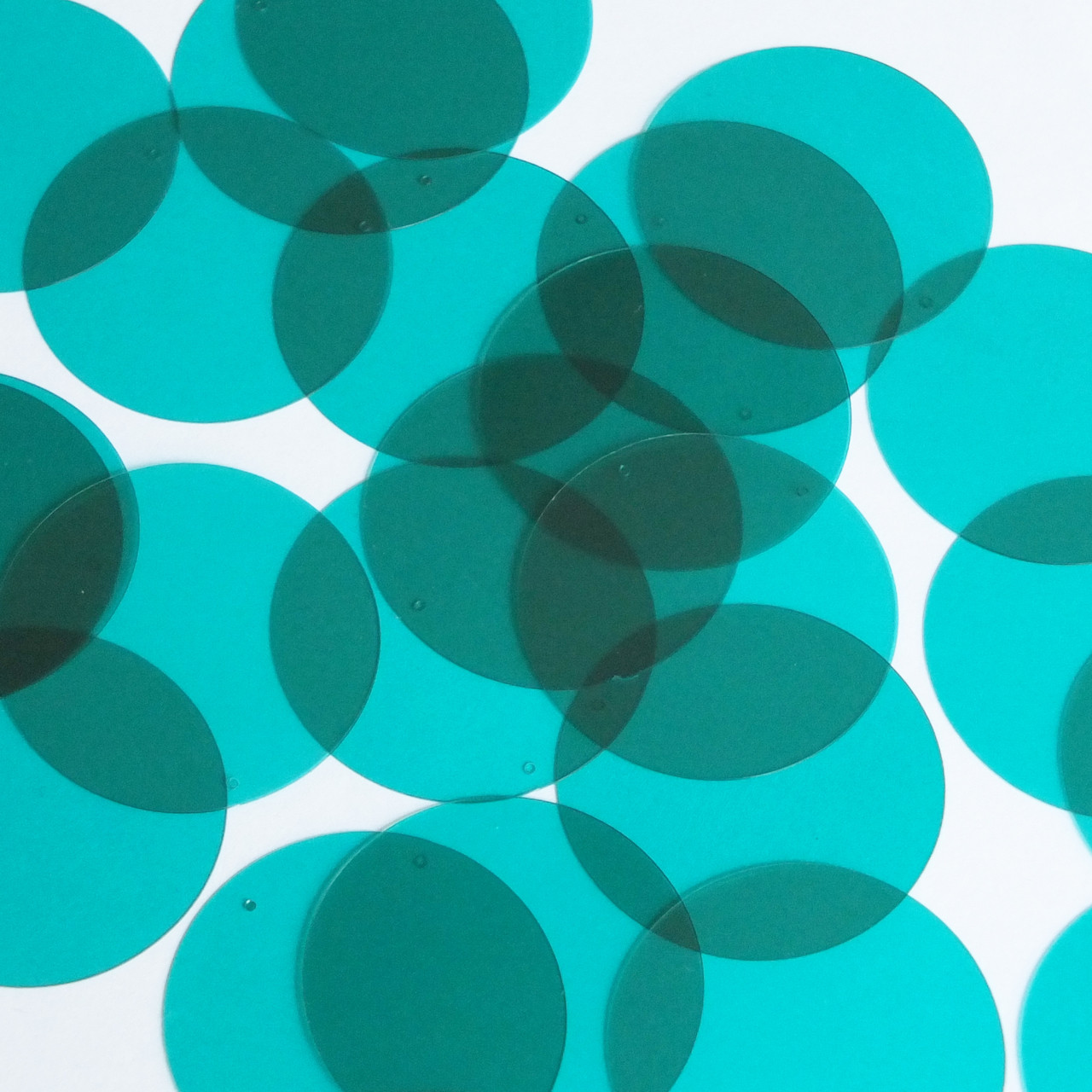 Round Sequin 40mm Teal Transparent Glossy and Matte Duo Two Sided