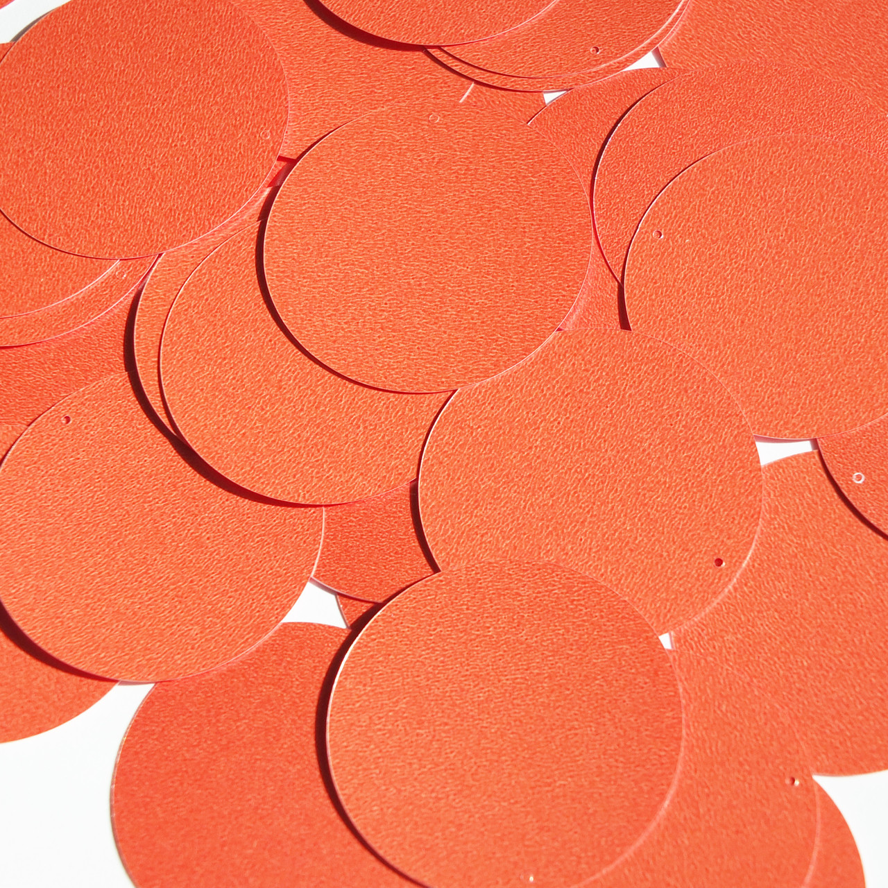 Round Sequin 40mm Coral Orange Opaque Satin Pearl