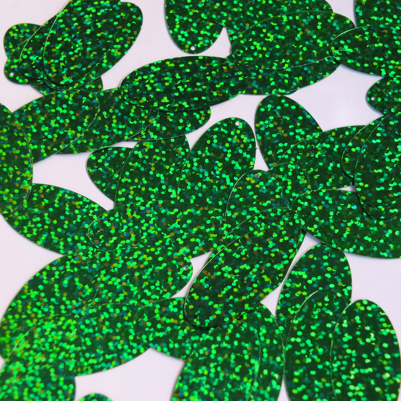 Oval Sequin 1.5" Green Hologram Glitter Sparkle Metallic