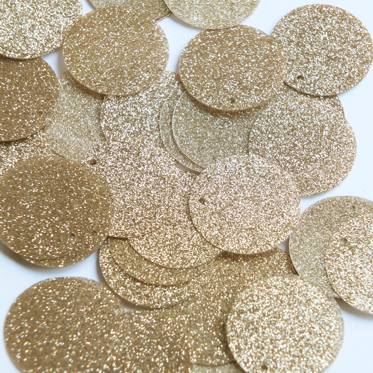 Round Sequin 24mm Light Gold Metallic Sparkle Glitter Texture