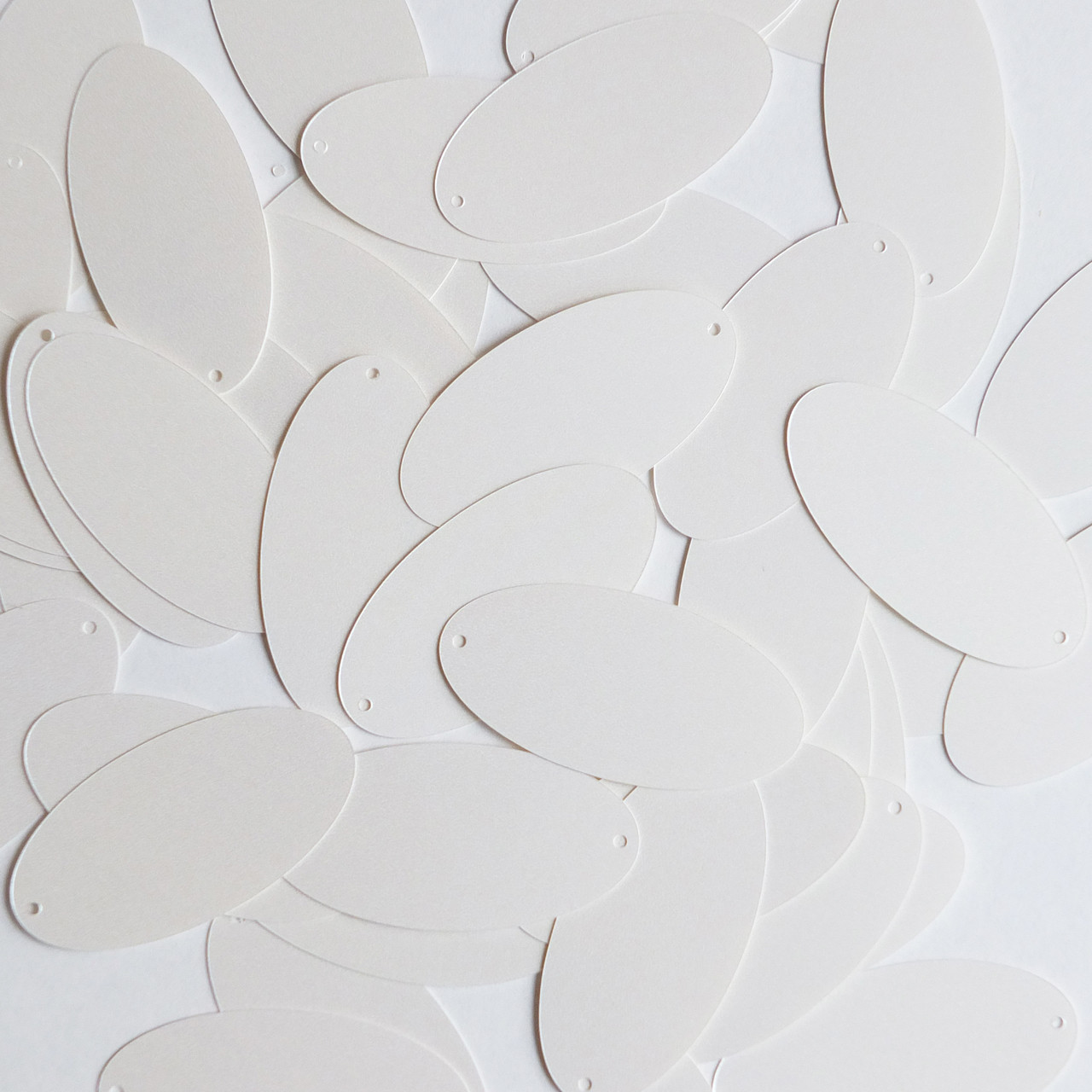 Oval Sequin 1.5" Cream Vanilla Opaque Satin Pearl