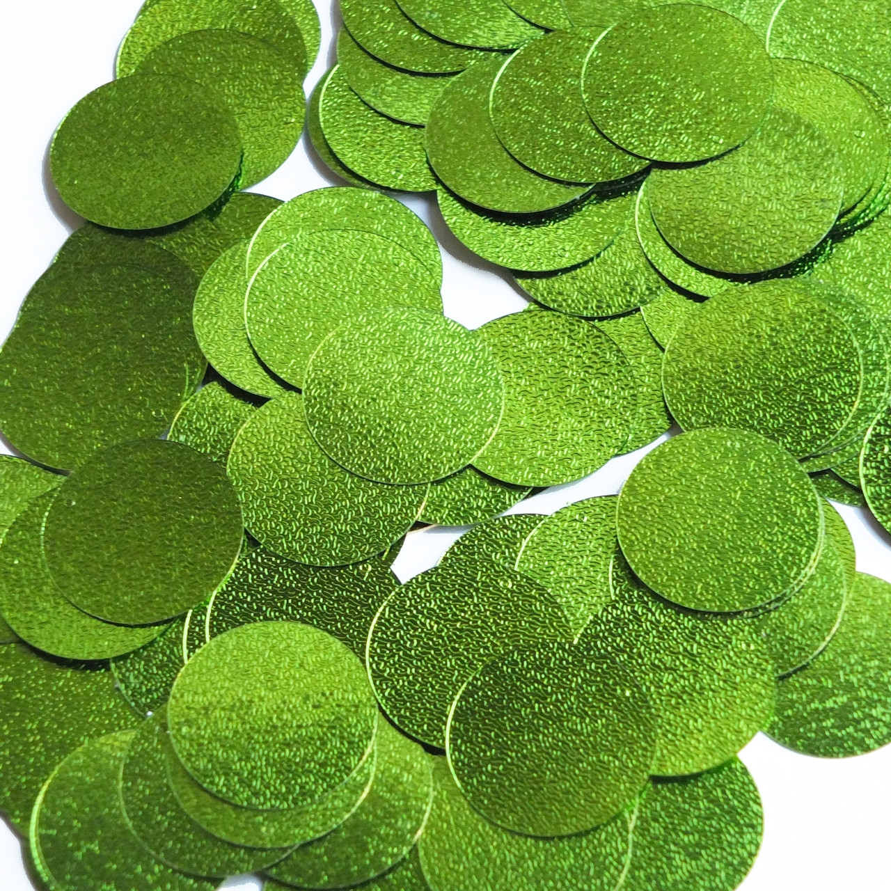 Round Sequin 24mm Lime Green Metallic Embossed Texture