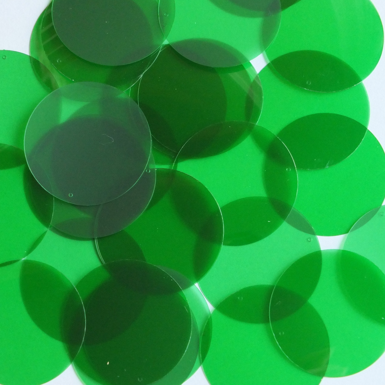 Round Sequin 40mm Green Transparent Glossy and Matte Duo Two Sided