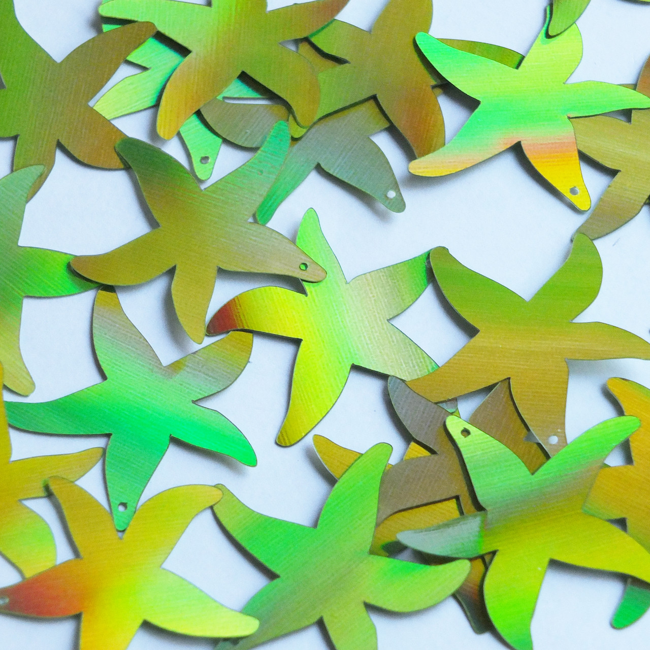 Starfish Sequin 1.5" Lime Green Lazersheen Reflective Metallic