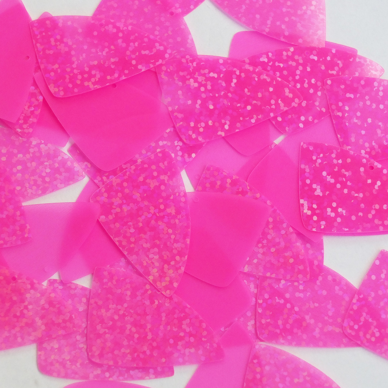 Fishscale Fin Sequin 1.5" Hot Pink Fluorescent Transparent Hologram Glitter Sparkle