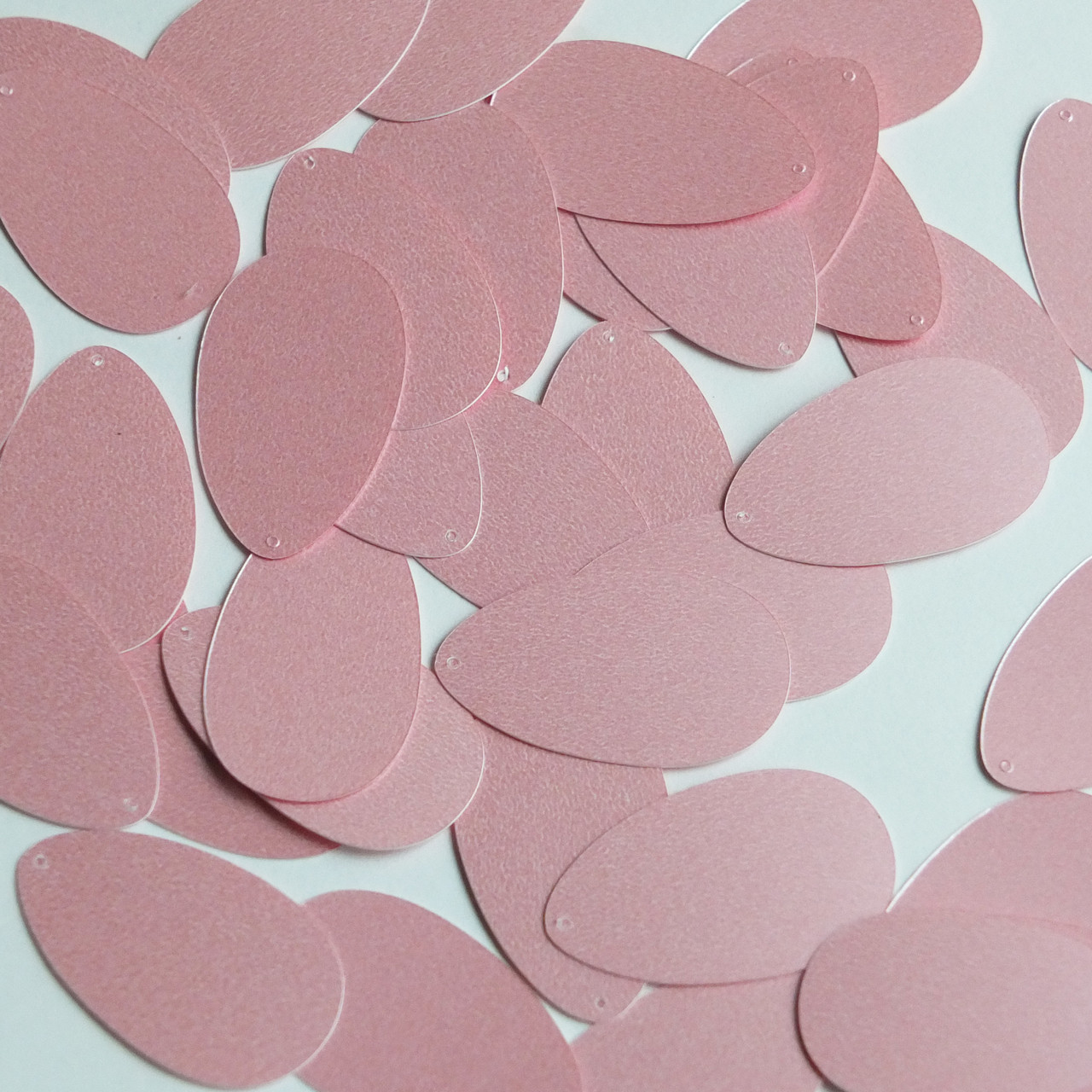 Pear Drop Sequin 1.25" Baby Pink Opaque Satin Pearl