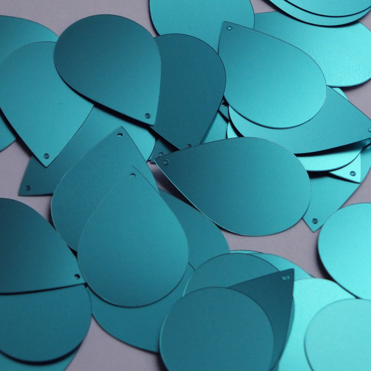 Teardrop Sequin 1.5" Turquoise Blue Matte Satin Metallic