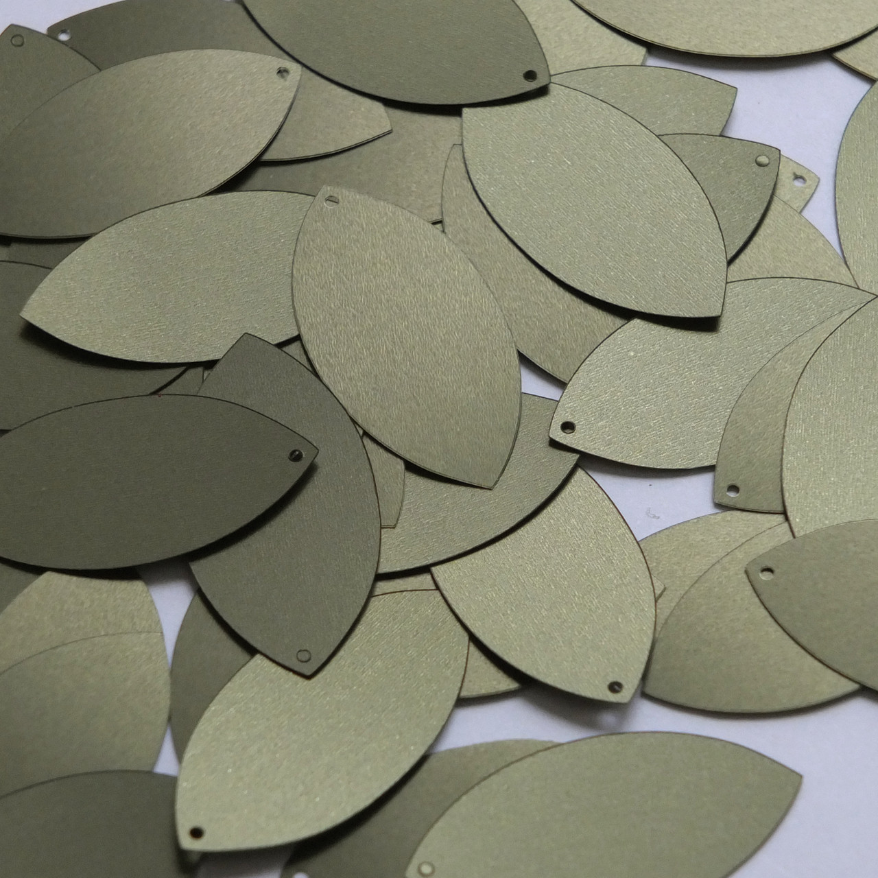 Navette Leaf Sequin 1.5" Dark Olive Green Matte Satin Metallic