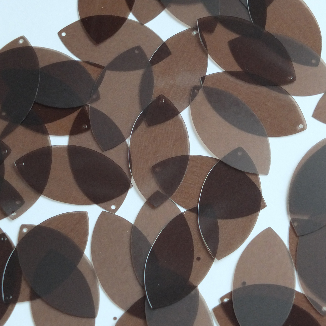 Navette Leaf Sequin 1.5" Chocolate Brown Transparent Glossy and Matte Duo Two Sided