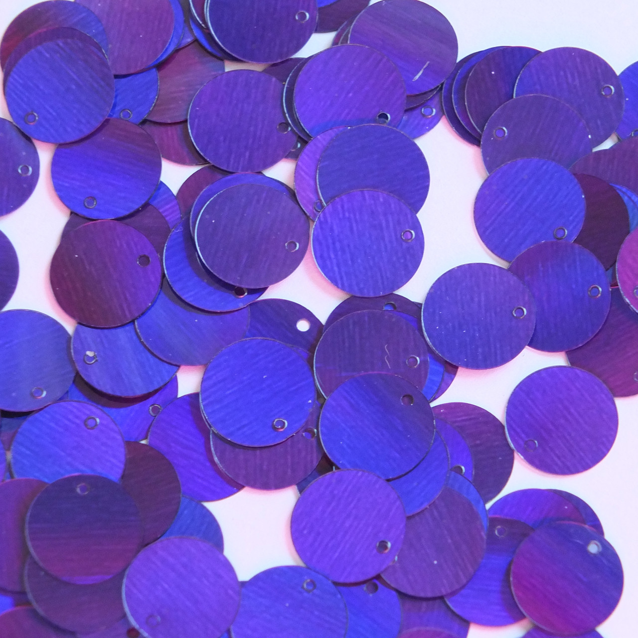 Round Sequin Paillettes 12mm Top Hole Deep Purple Lazersheen Reflective Metallic