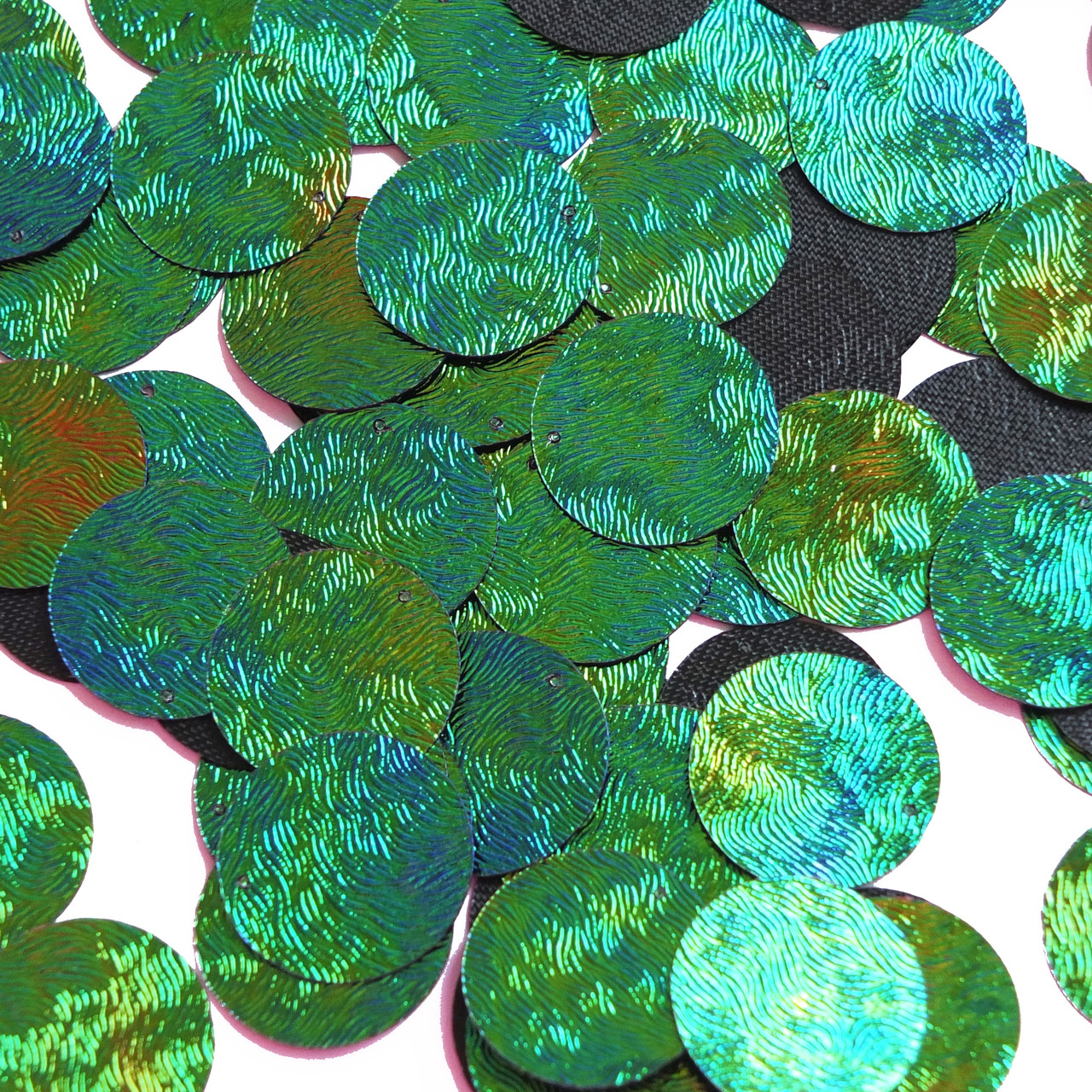 Round Sequin 20mm Van Gogh Starry Night Blue Green Embosssed Swirl Texture