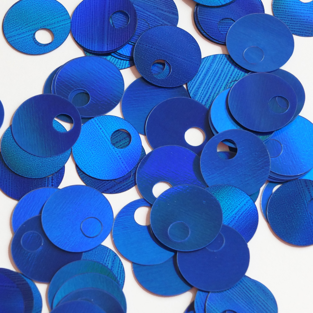 Large Hole Round Sequin 20mm Blue Lazersheen Reflective Metallic