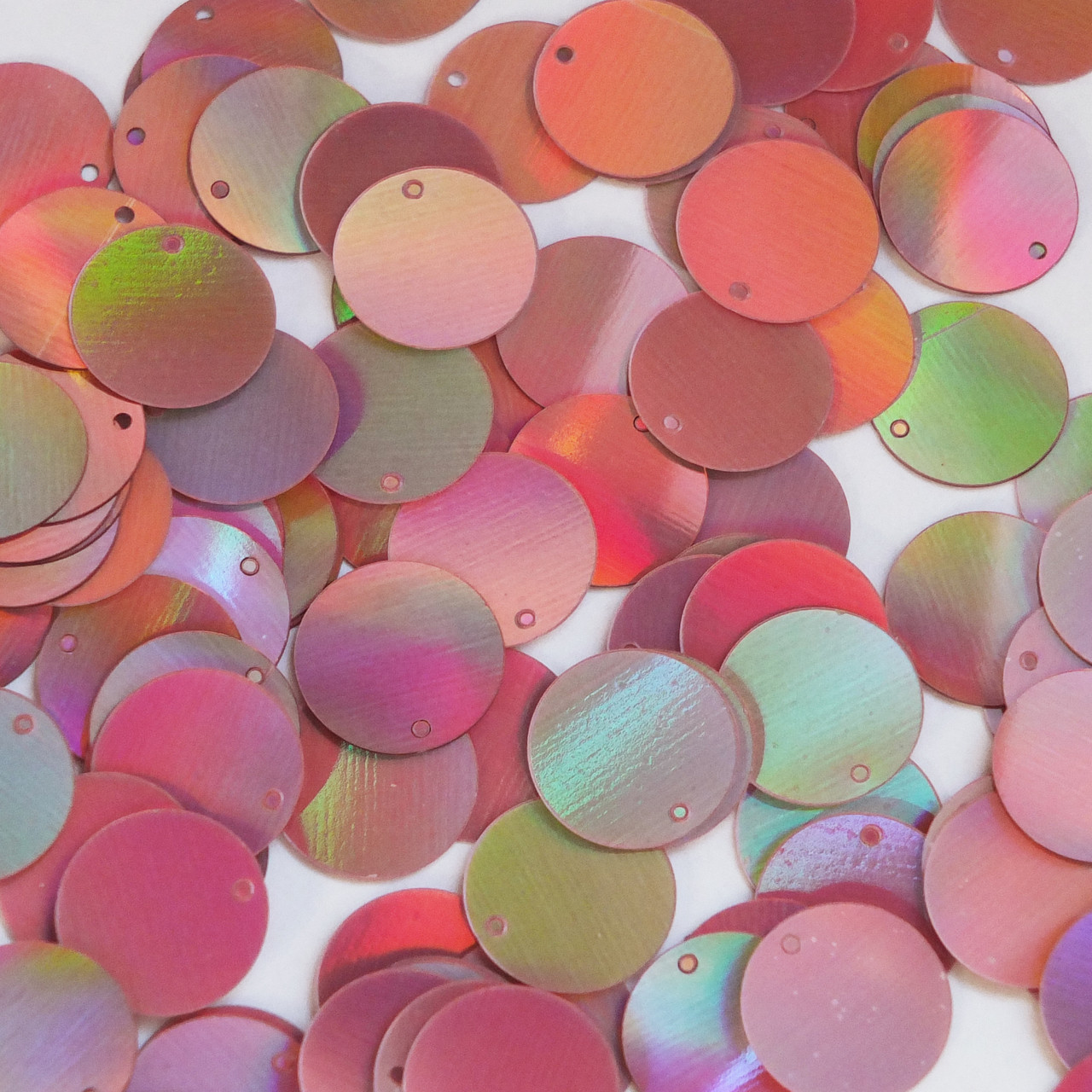 Round Sequin Paillettes 12mm Top Hole Pink Lazersheen Reflective Metallic