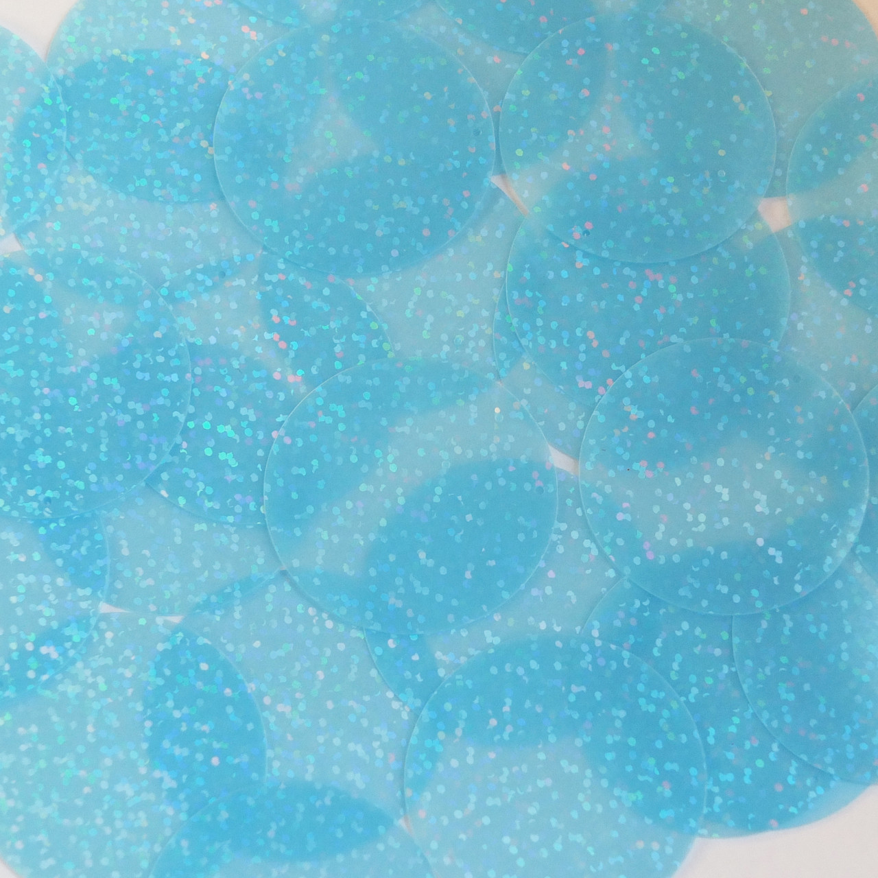 Round Sequin 40mm Light Blue Transparent Hologram Glitter Sparkle