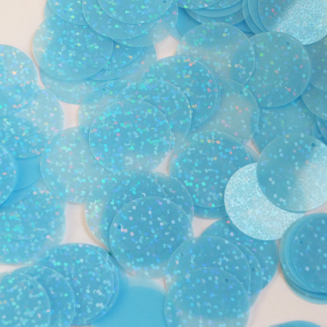 Round Sequin 24mm Light Blue Transparent Hologram Glitter Sparkle