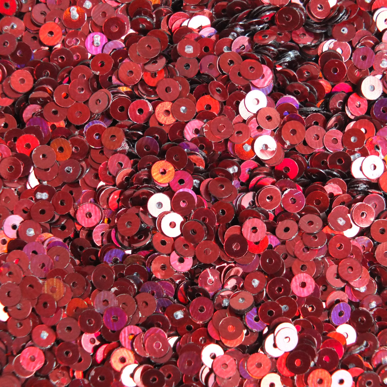 4mm Round Flat Sequins Cranberry Red Lazersheen Rainbow Reflective Metallic. Made in USA