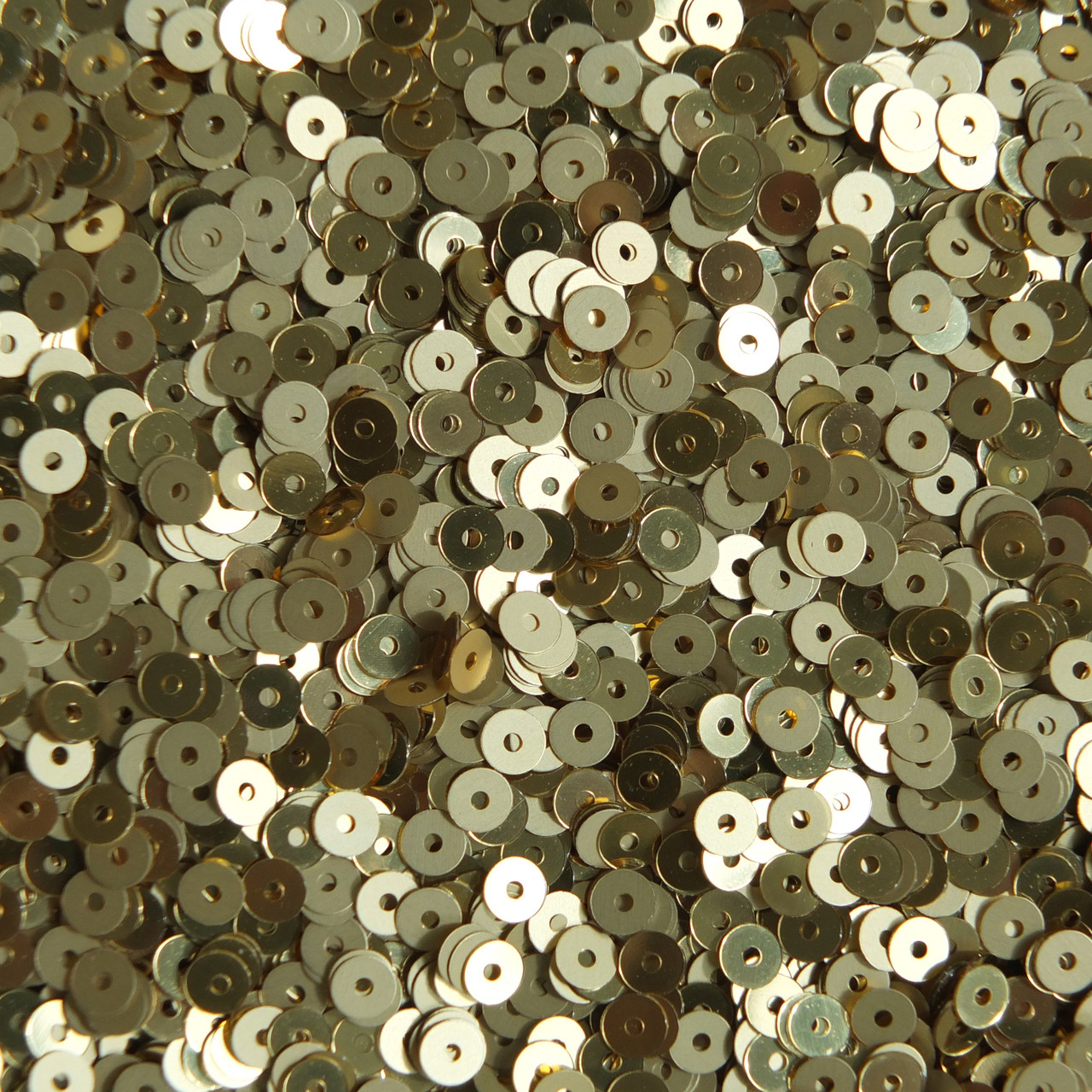 4mm Round Flat Sequins Gold Duo Reversible Matte and Shiny Metallic Reversible. Made in USA