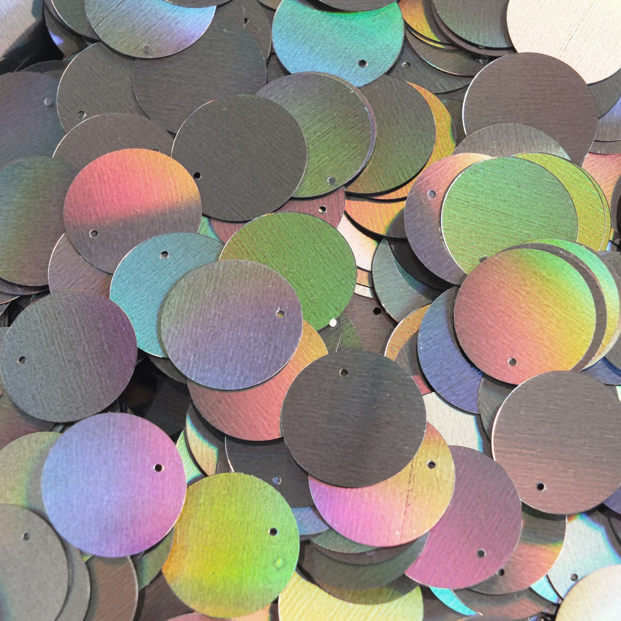 Round Sequin Paillettes 20mm Pewter Shiny Gray Lazersheen Rainbow Reflective Metallic. Made in USA