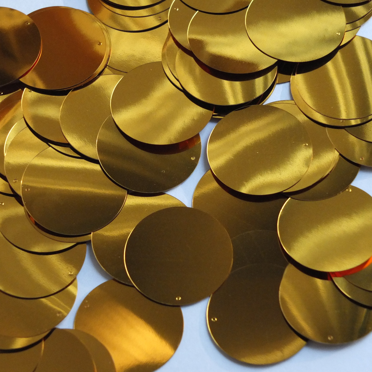 30mm Sequins Top Hole Brassy Orange Gold Metallic - SequinsUSA
