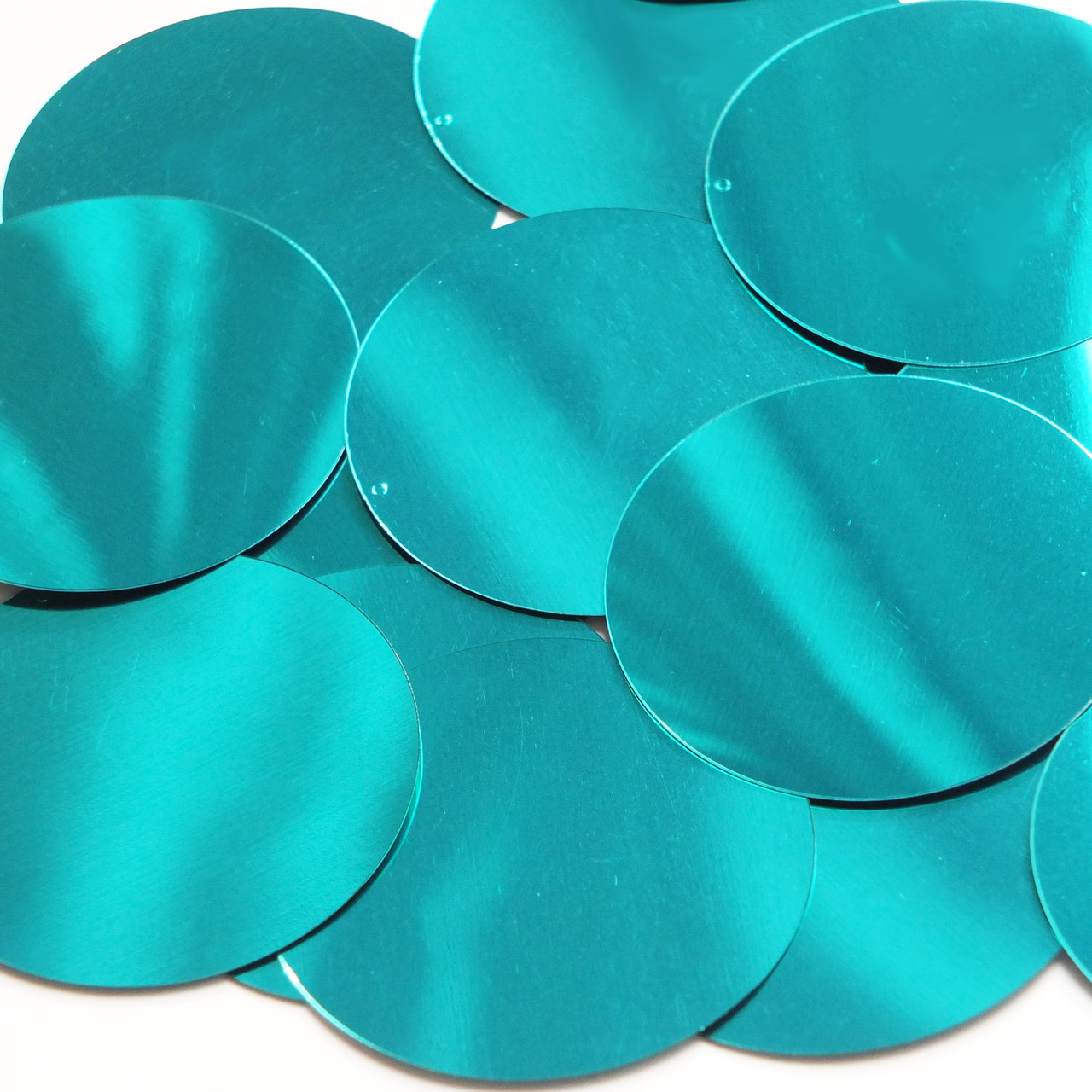 Round  Flat Sequin 70mm Teal Turquoise Metallic