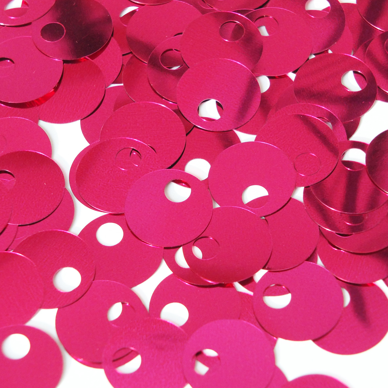 Large Hole Round Sequin 20mm Fuschia Pink Metallic