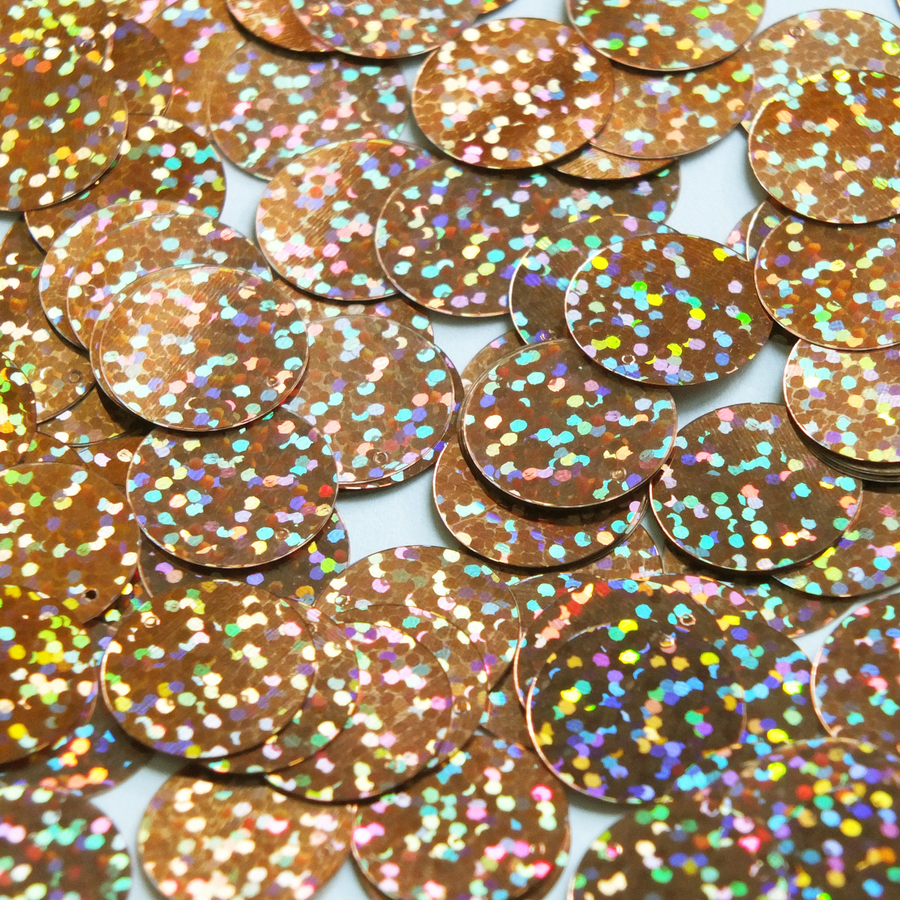 Round  Flat Sequin 20mm Center Hole Copper Hologram Glitter Sparkle