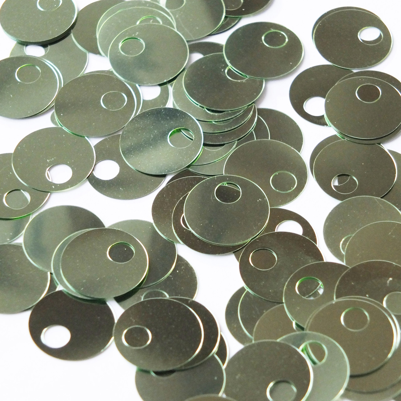 Large Hole Round Sequin 20mm Pale Green Metallic