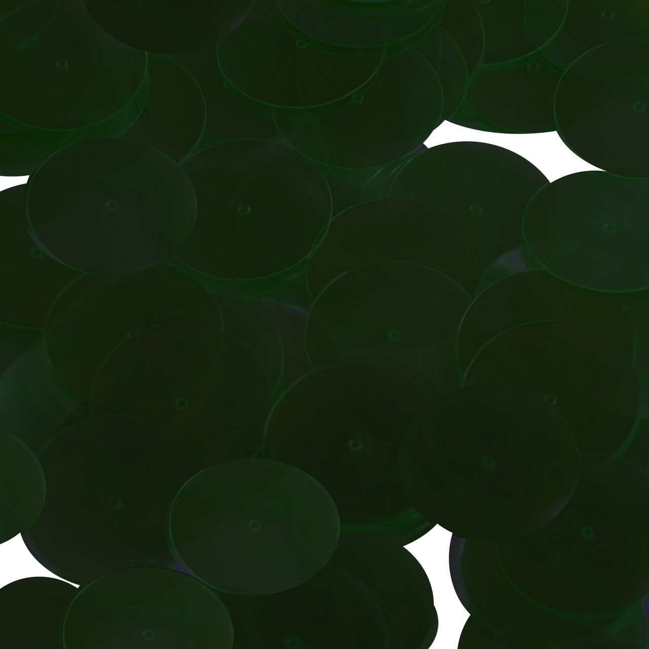 Round  Flat Sequin 20mm Center Hole Deep Dark Green Transparent Glossy See-Thru