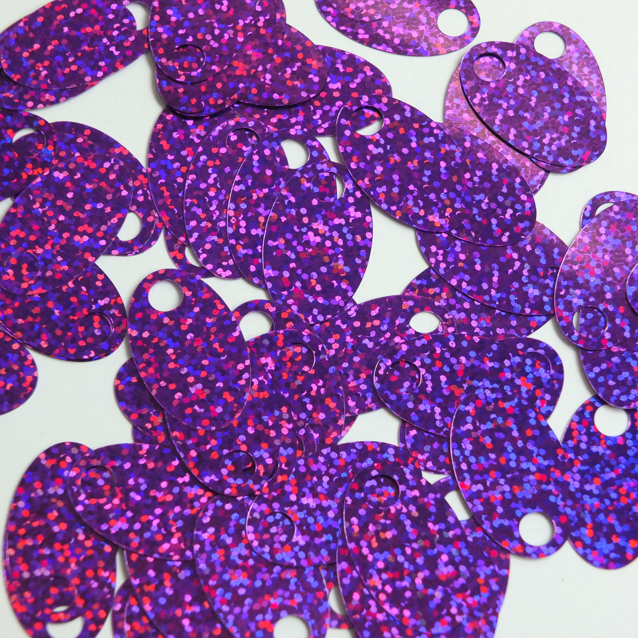 Large Hole Oval Sequin 1.25" Amethyst Purple Hologram Glitter Sparkle