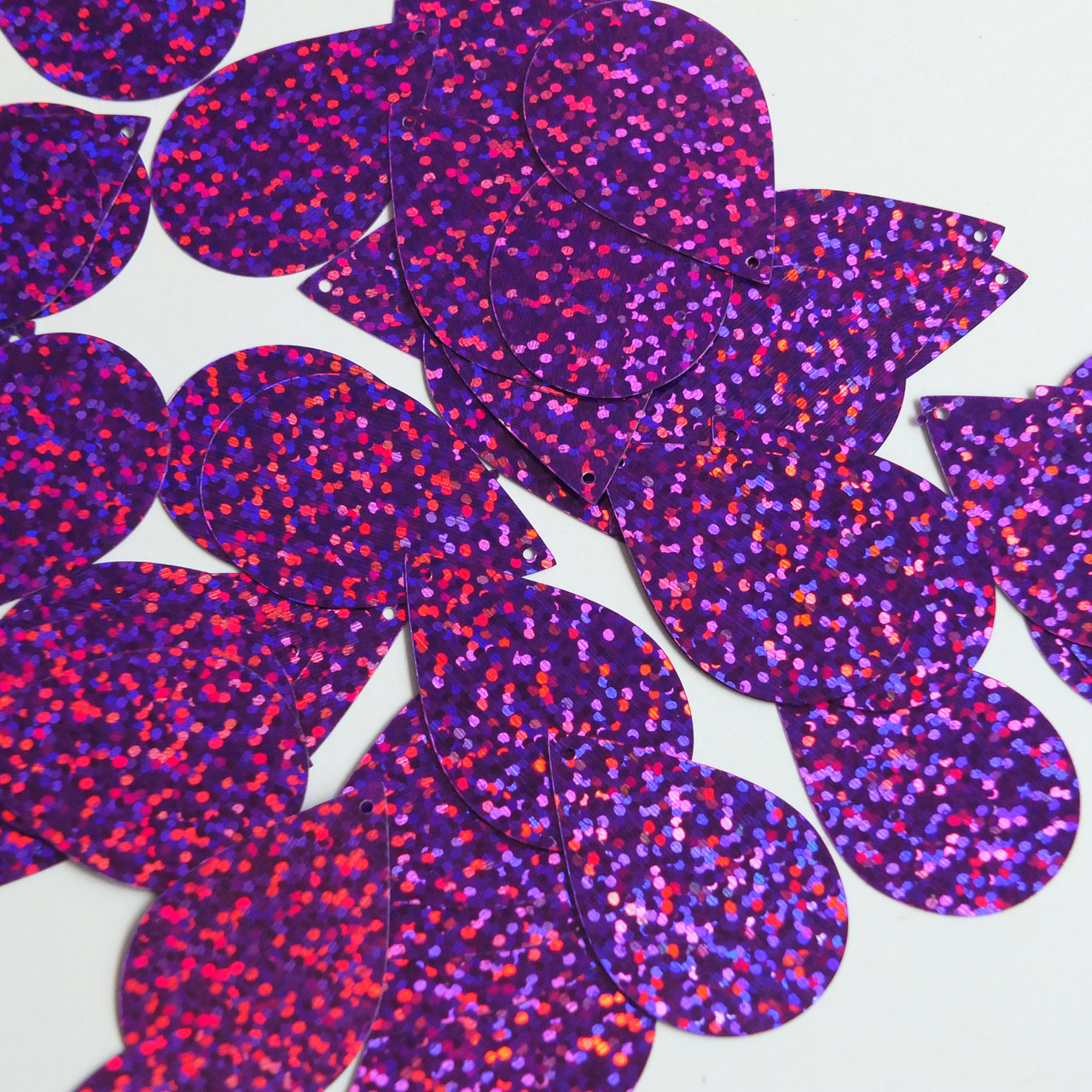 Teardrop Sequin 1.5" Amethyst Purple Hologram Glitter Sparkle