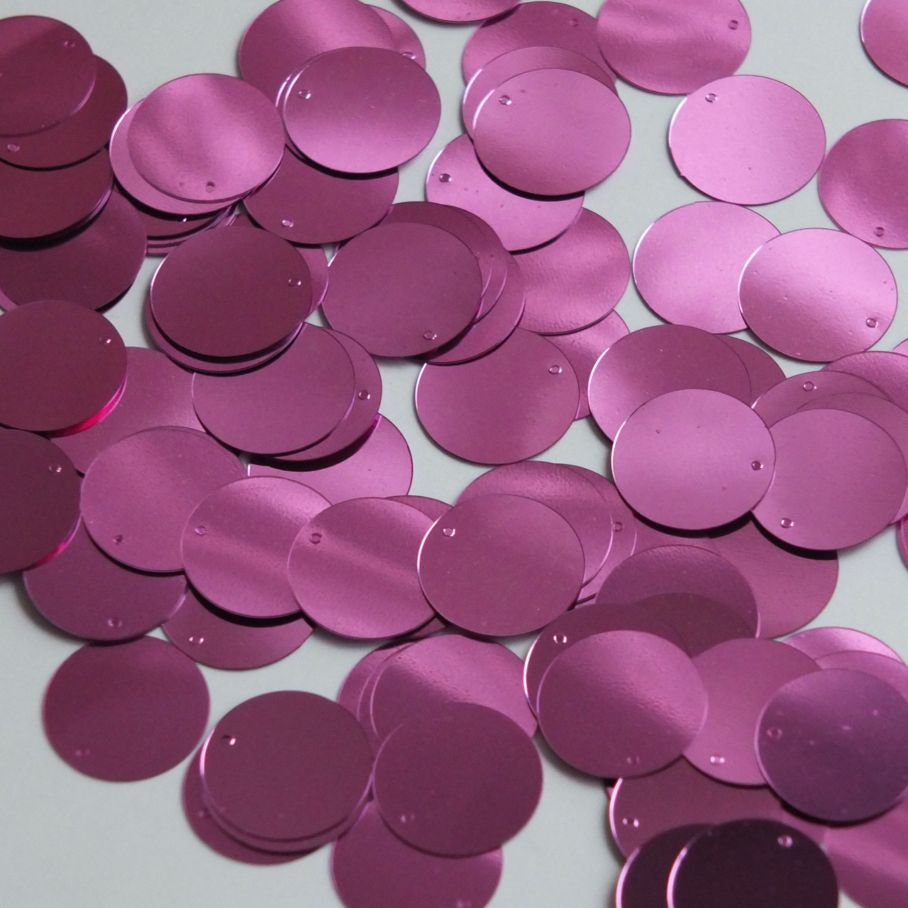 Round  Flat Sequin 12mm Top Hole Orchid Pink Metallic