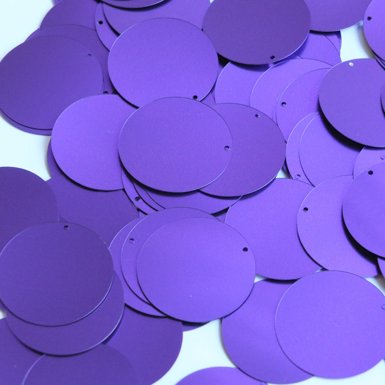 Round  Flat Sequin 30mm Violet Purple Matte Satin Shimmer