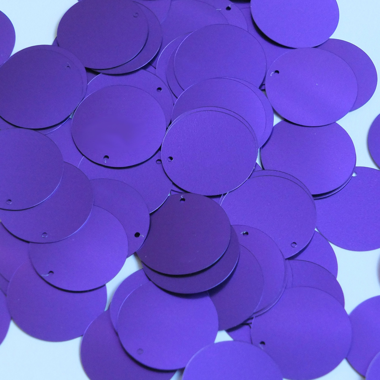 1" / 24mm Round Flat Sequins Violet Purple Matte Satin Shimmer