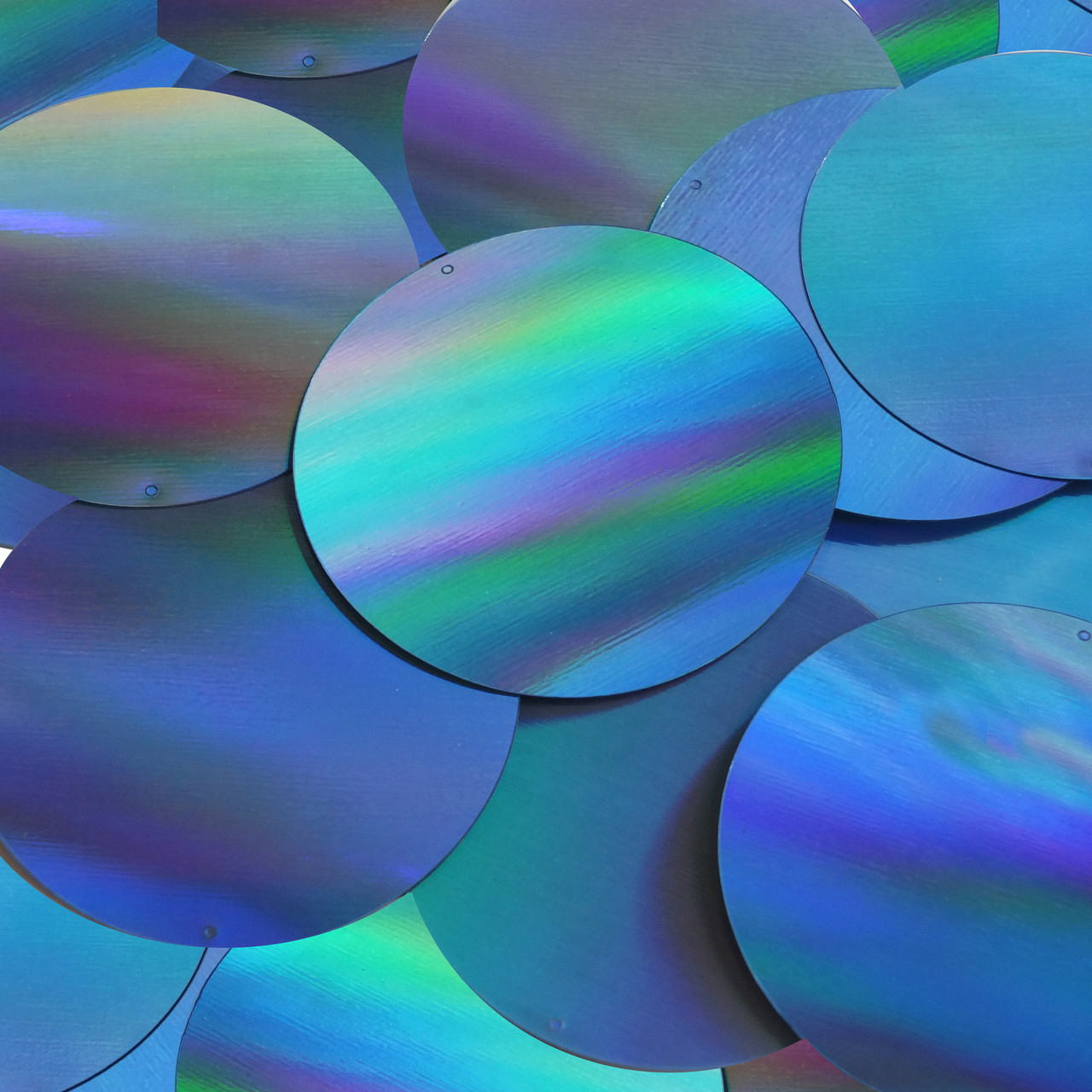 Round  Flat Sequin 60mm Light Blue Lazersheen Rainbow Reflective Metallic