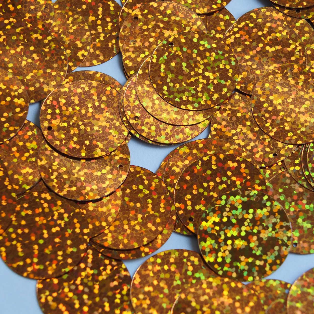 1" / 24mm Round Flat Sequins Copper Orange Hologram Glitter Sparkle