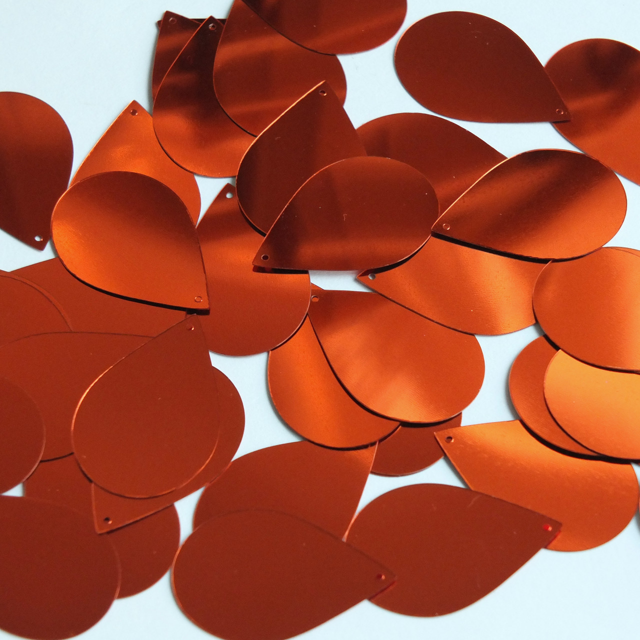 Teardrop Sequin 1.5" Deep Rich Orange Shiny Metallic