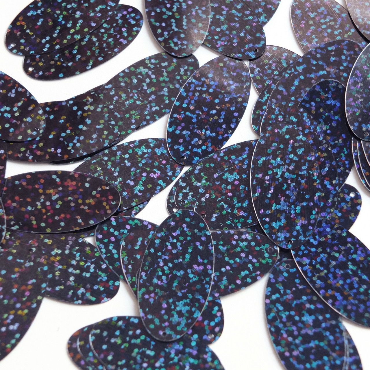 Oval Sequin 1.5" Midnight Blue Hologram Glitter Sparkle