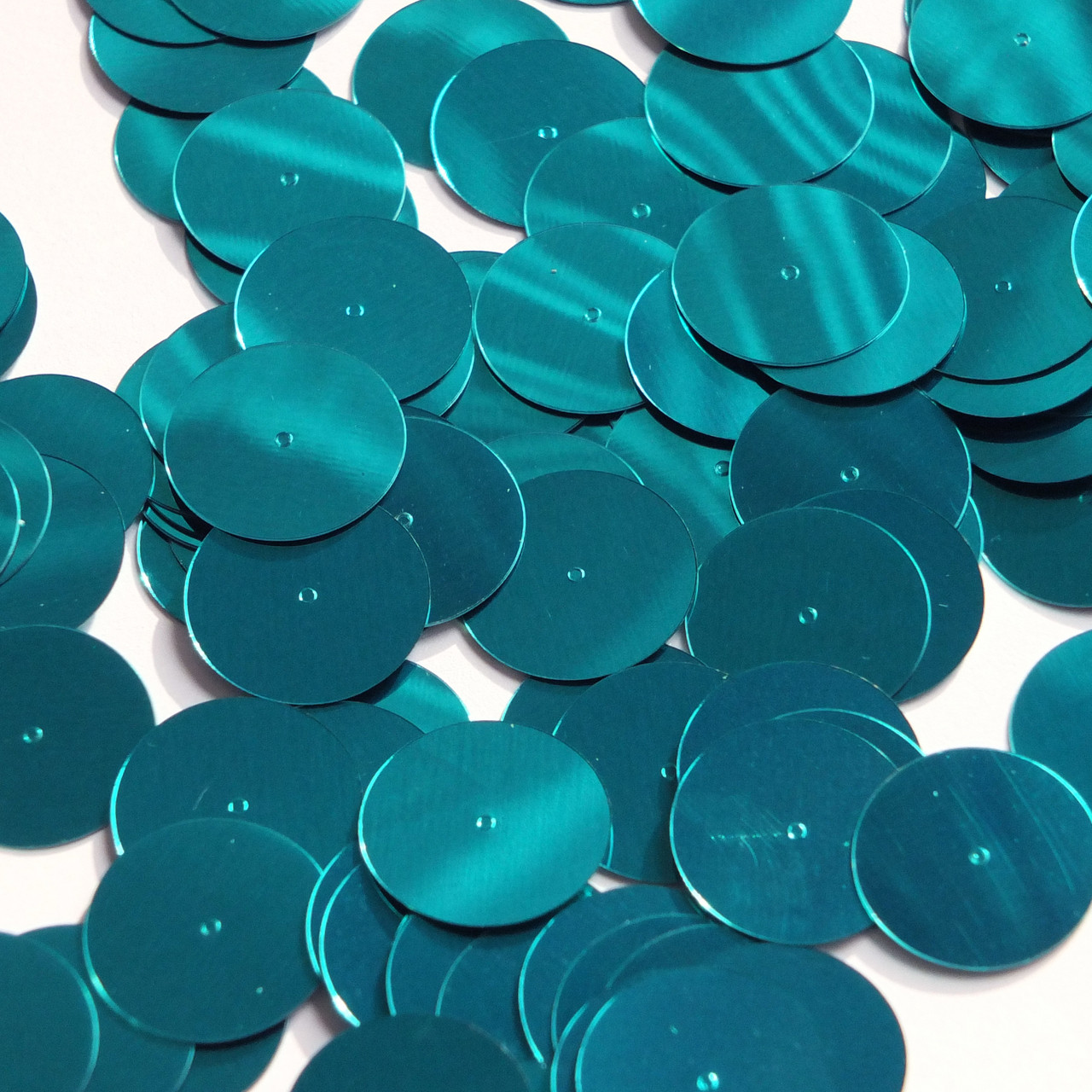 Round  Flat Sequin 20mm Center Hole Rich Teal Green Metallic