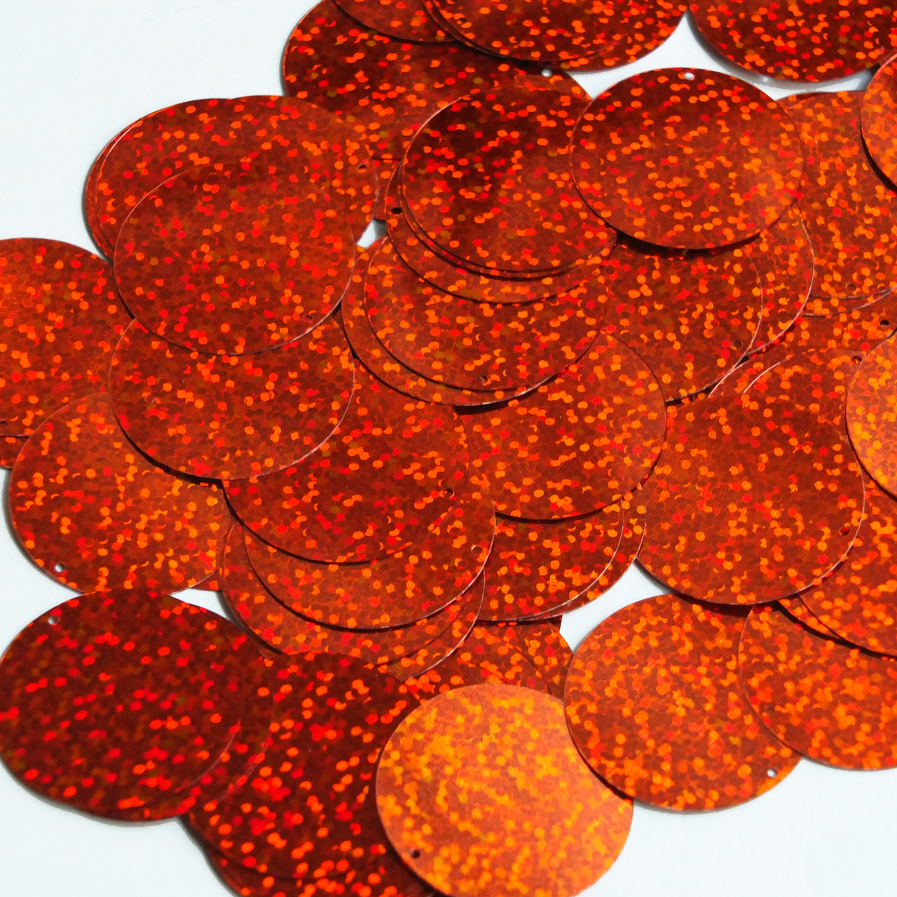 Round  Flat Sequin 30mm Dark Orange Hologram Glitter Sparkle