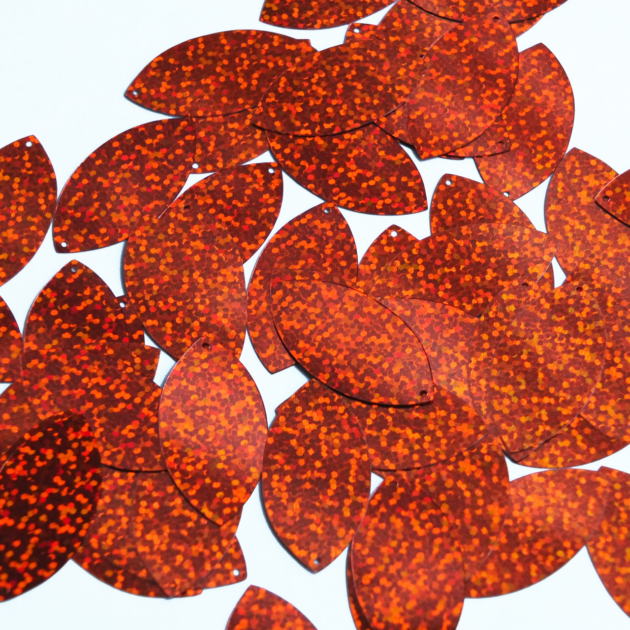 Navette Leaf Sequin 1.5" Dark Orange Hologram Glitter Sparkle