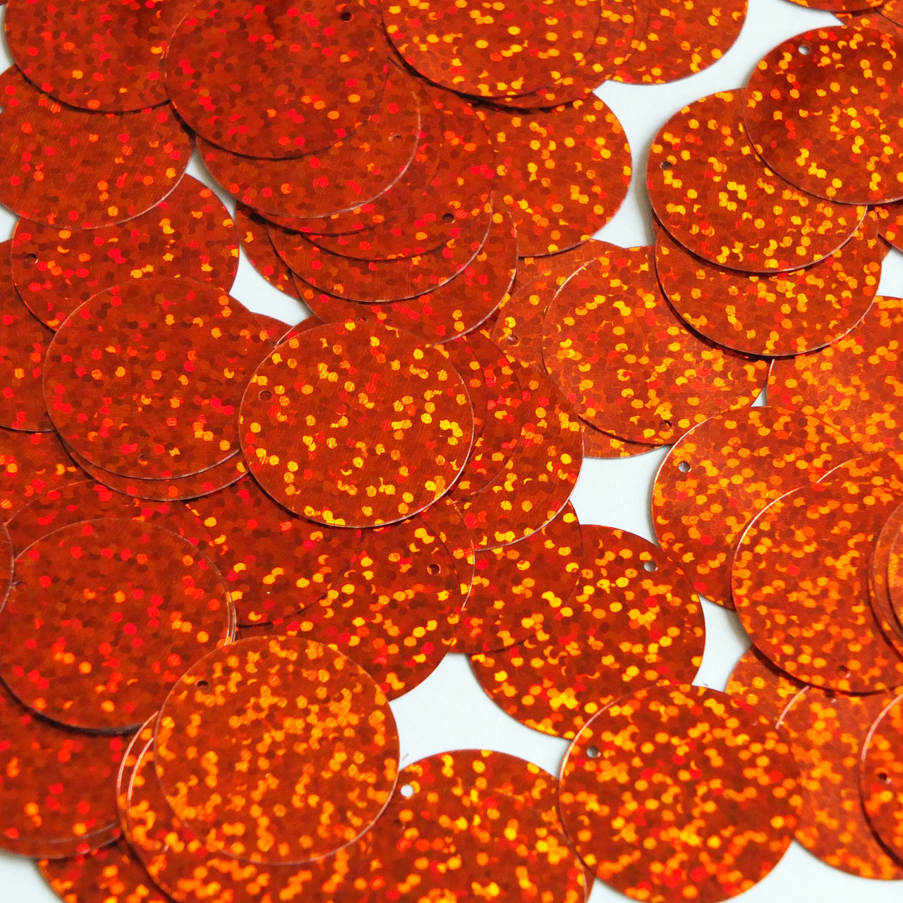 1" / 24mm Round Flat Sequins Dark Orange Hologram Glitter Sparkle